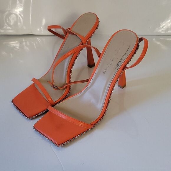 Wild Diva Open Toe Orange Stilettos - Picture 5 of 9